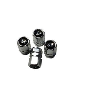 For Hyundai Premium Polished Aluminum Valve Stem Caps Black Silver Gloss Ctr NEW